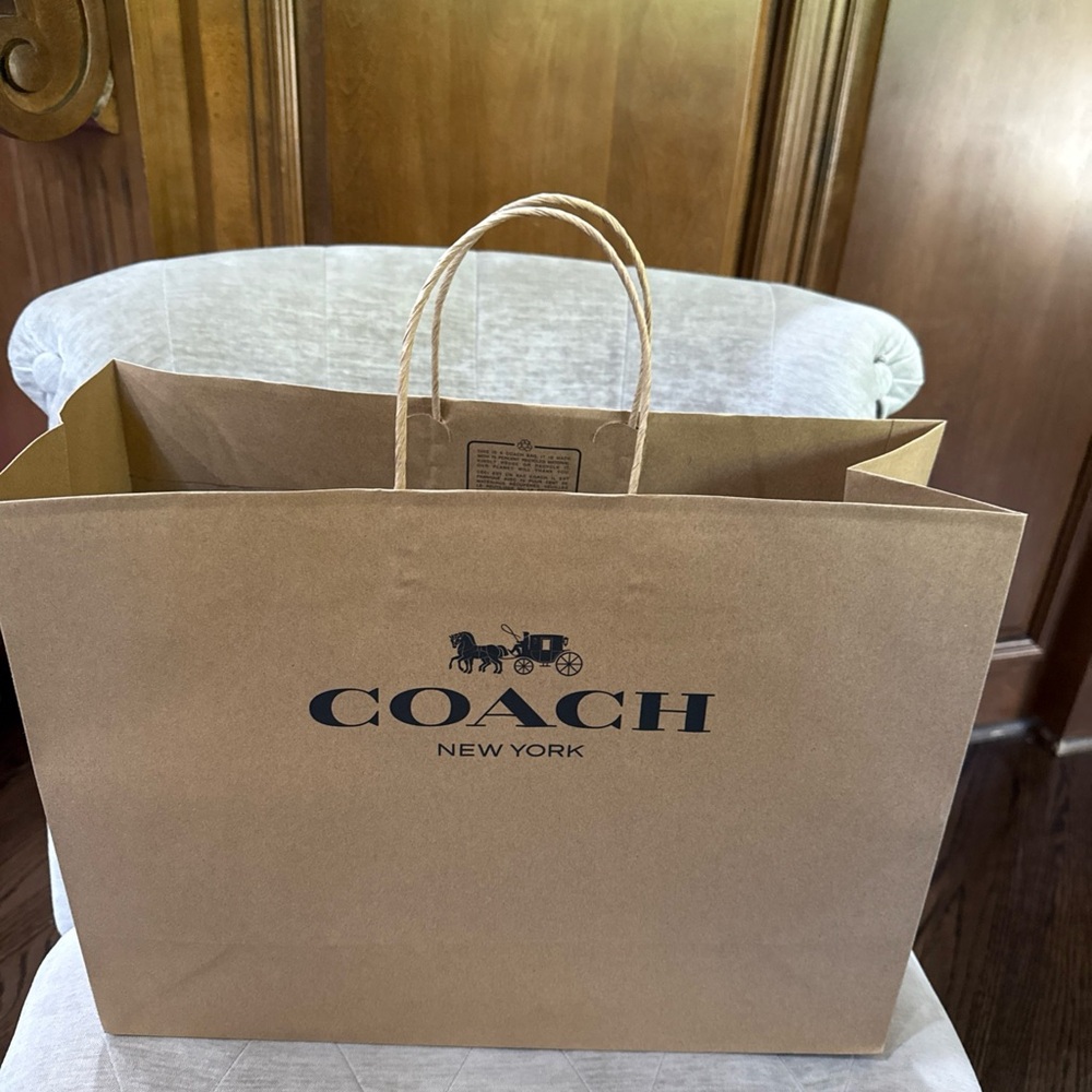 Coach New York Empty Brown Paper Shopping Gift Bags 16 x 12 x 6 Medium Size
